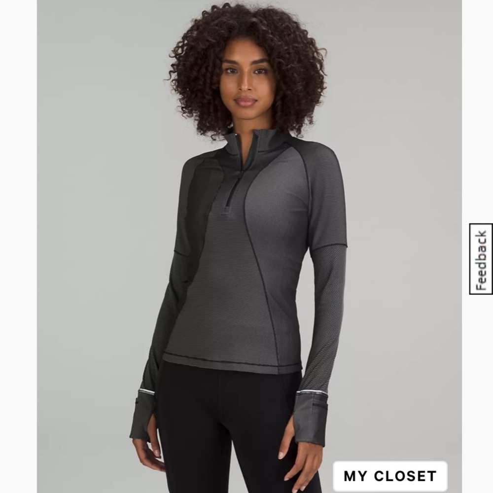 Two-Tone Ribbed Running Half Zip